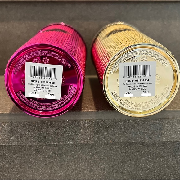 Starbucks 2022 Holiday Edition Sangria & Gold Bling Stud Tumbler Set, Venti, NWT - Picture 10 of 11